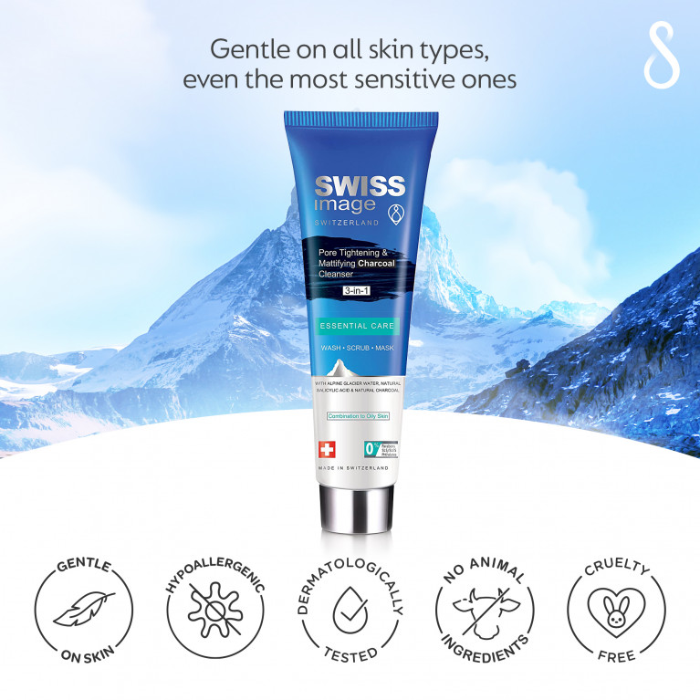 Сужающее поры и матирующее очищающее средство с углем 3-в-1