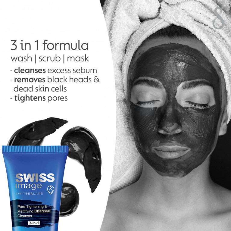 Сужающее поры и матирующее очищающее средство с углем 3-в-1